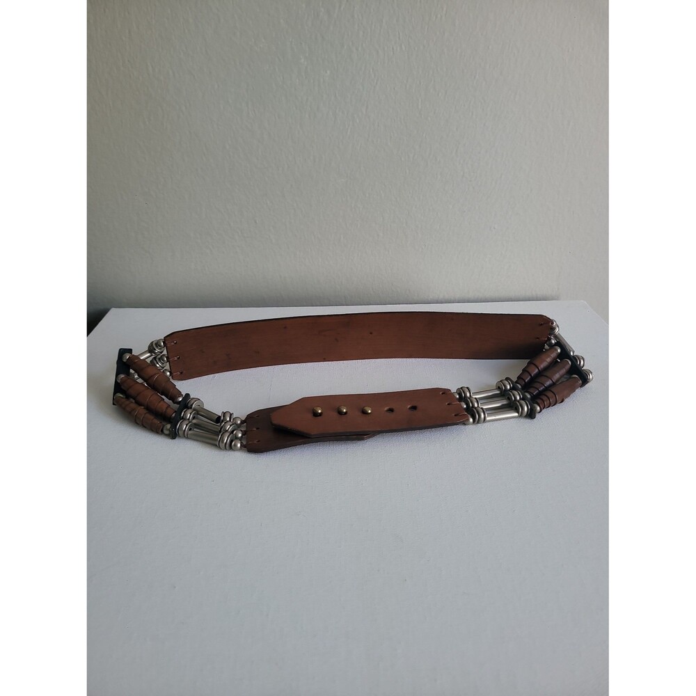 Vintage brown leather and metal Waist belt Boho Western Rodeo Bohemian
